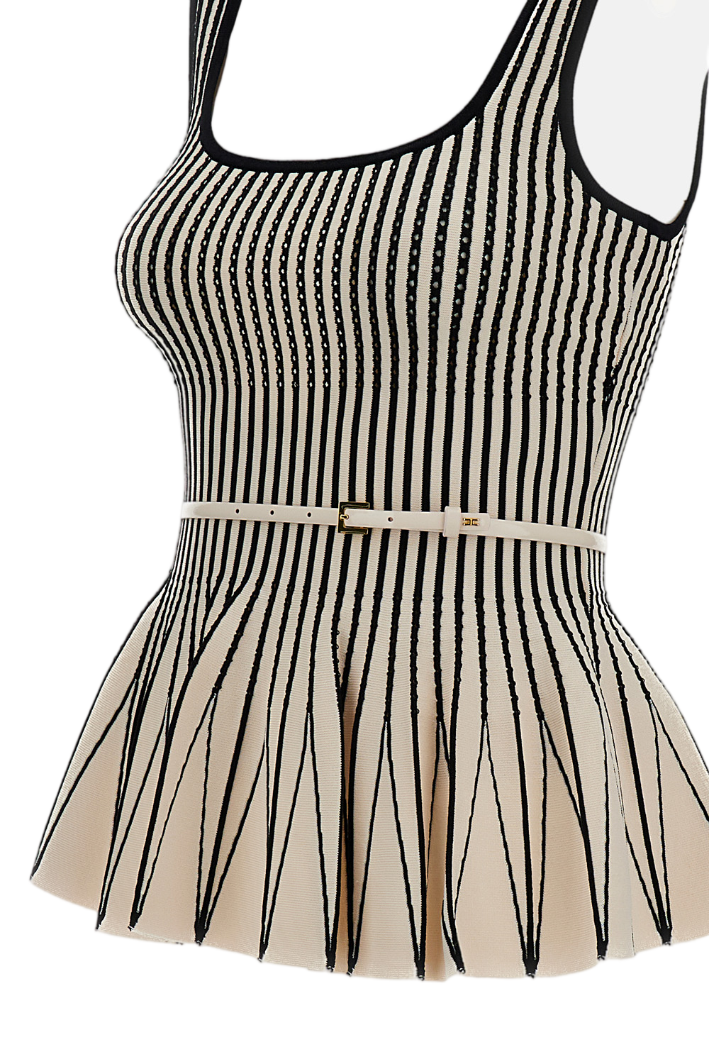 Bicolour Geometric Pattern Knit Top