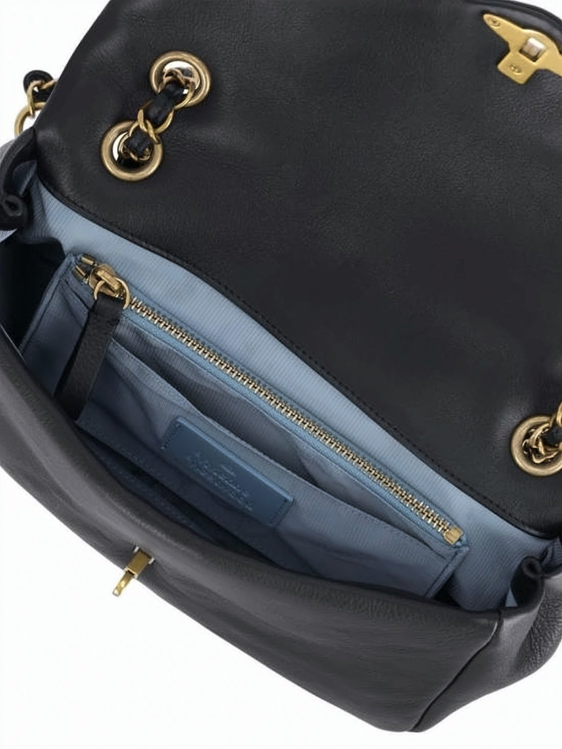 Rectangular Leather Clutch with Gold Emblem