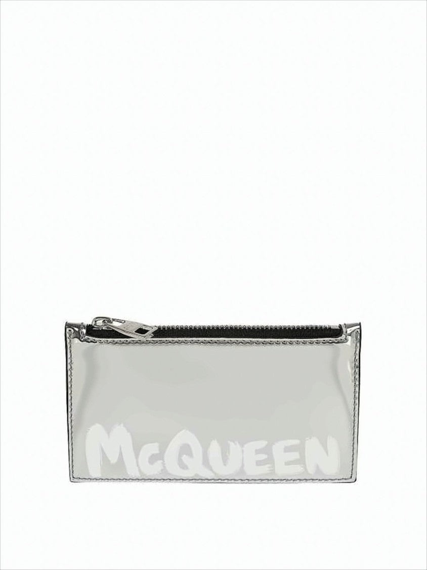 Laminated Leather Wallet with Reflective Silver Finish