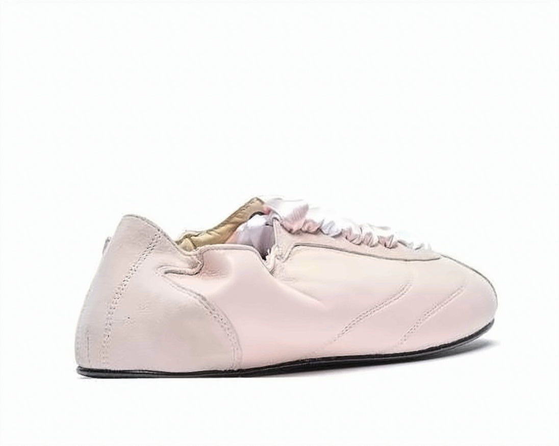 Lambskin Leather Sneakers with Ruched Satin Laces
