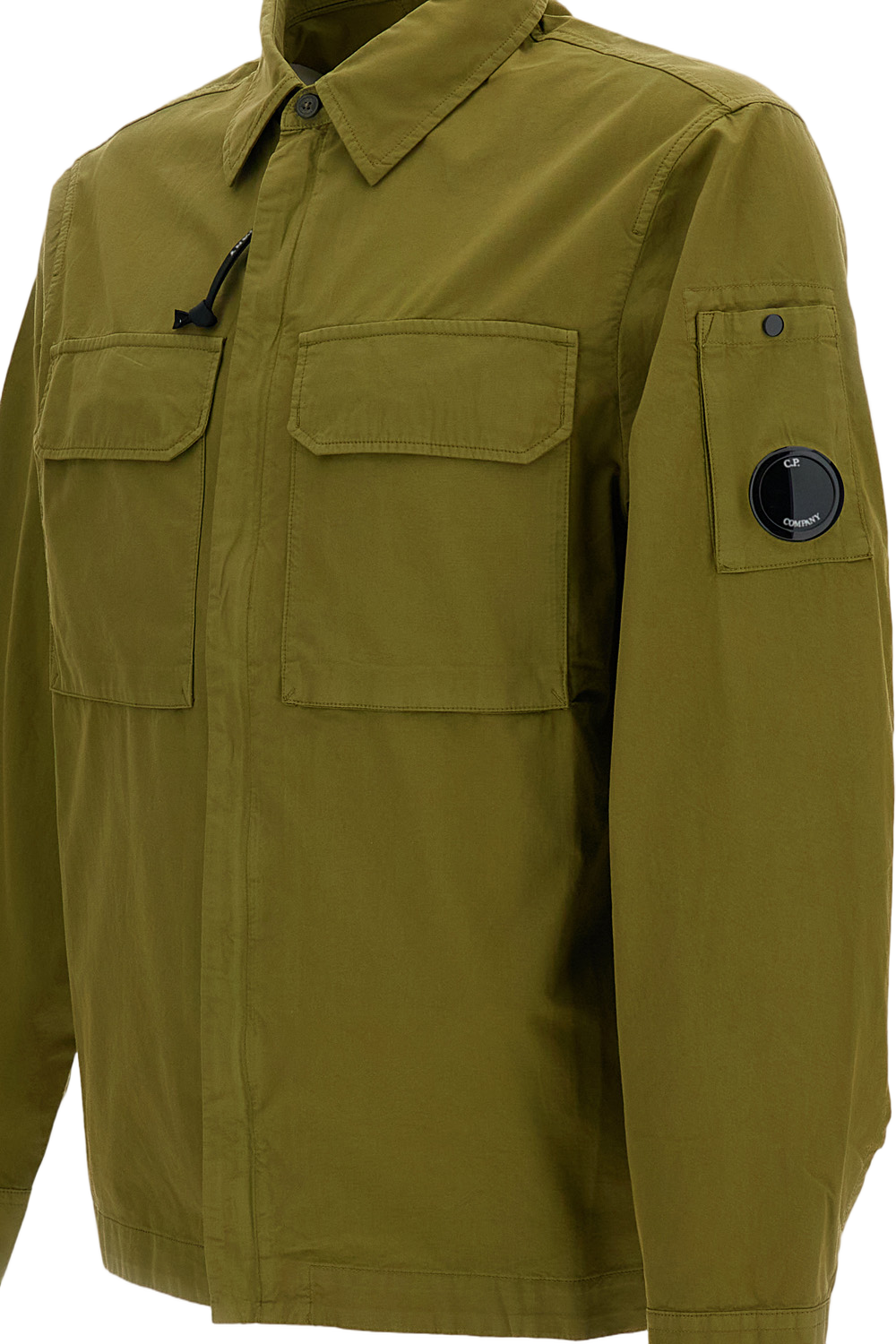 Green Zip Cotton Shirt Jacket
