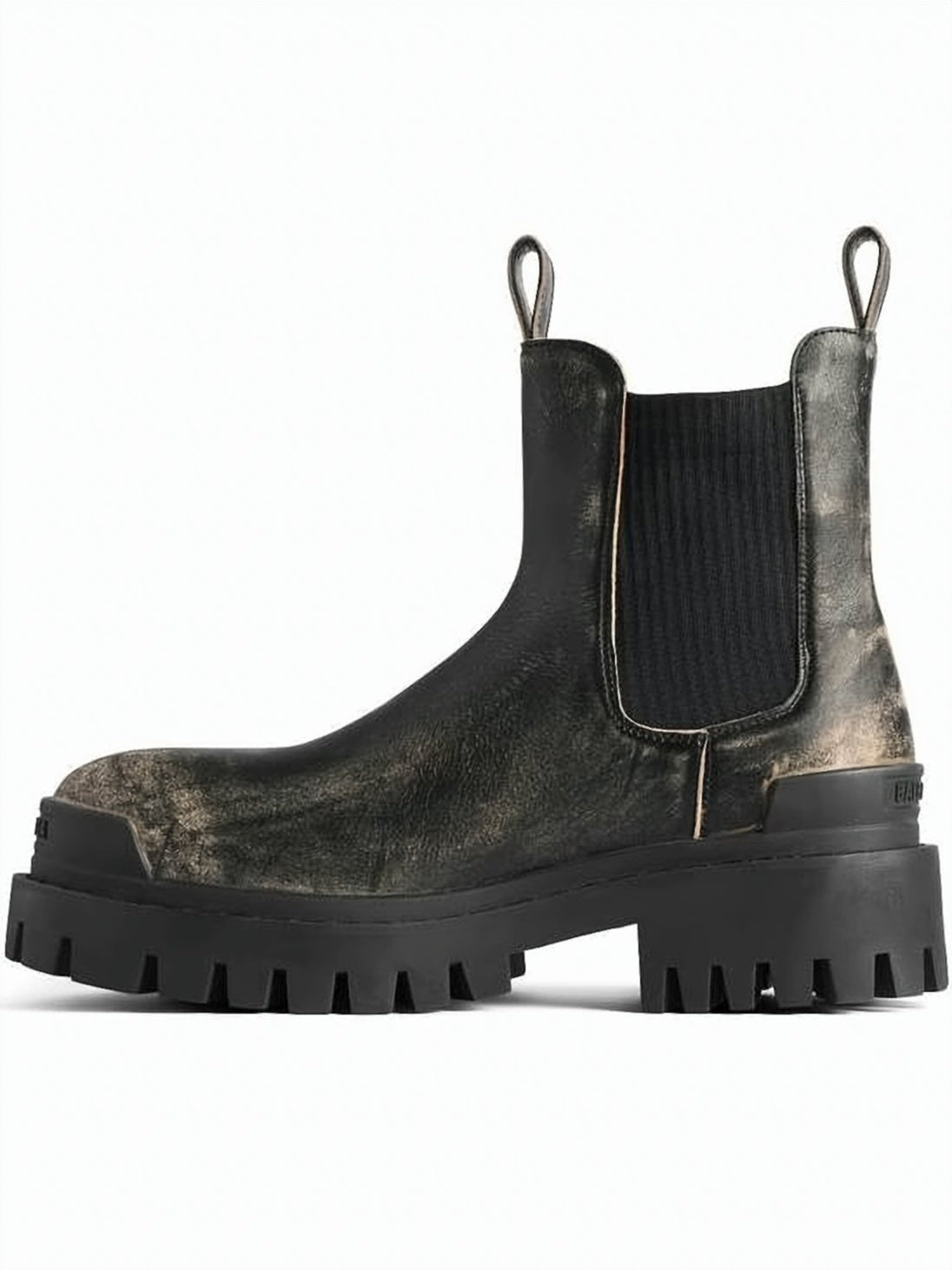 Distressed Leather Boots with Chunky Rubber Sole