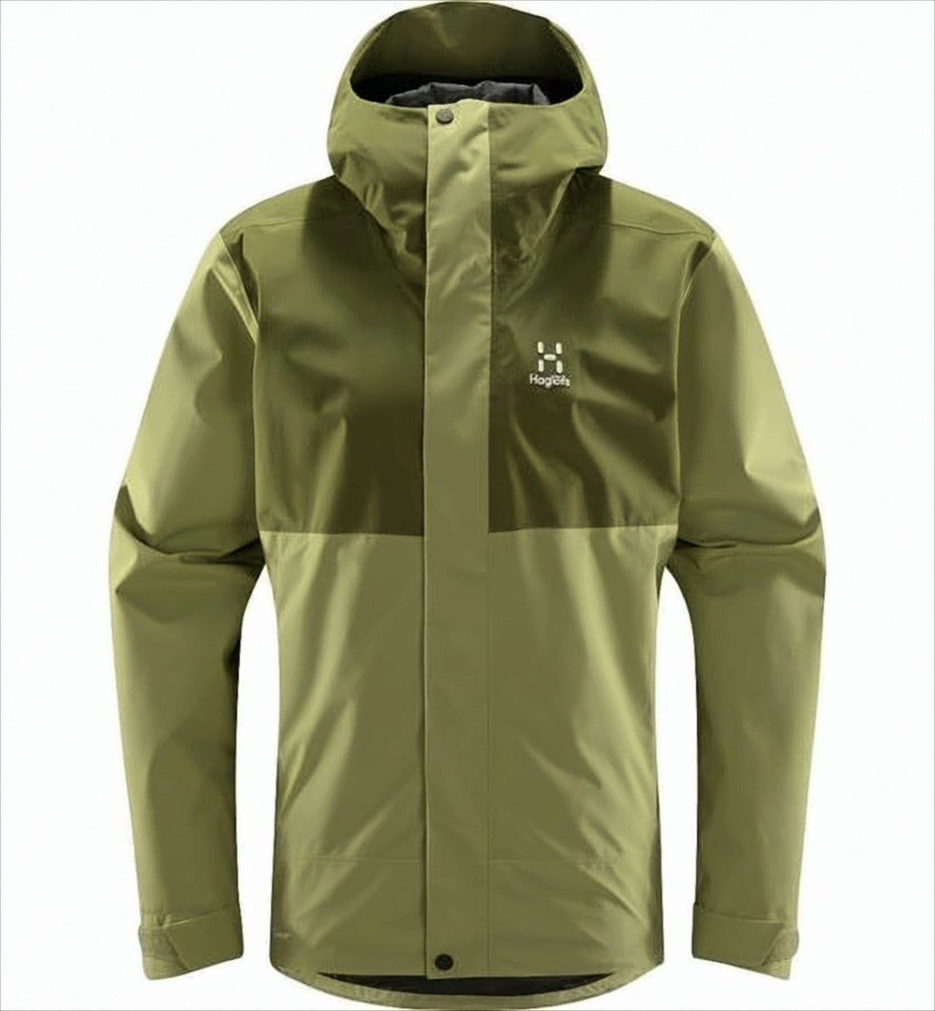 Two-Tone Olive Green Jacket with Snap-Button Placket