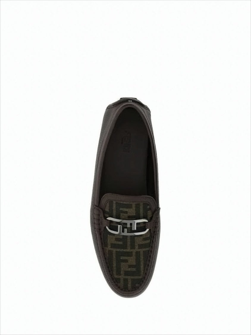 Textured Leather Loafers with Metallic Buckle Detail