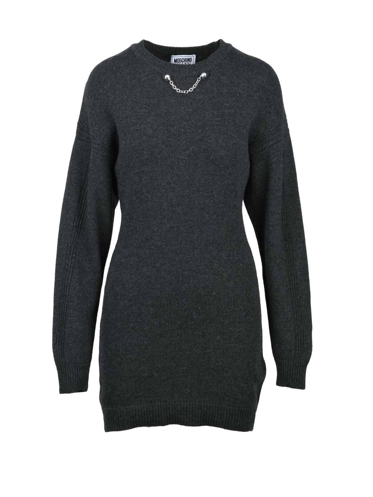 Grey Wool Viscose Polyamide Cashmere Women's Dress