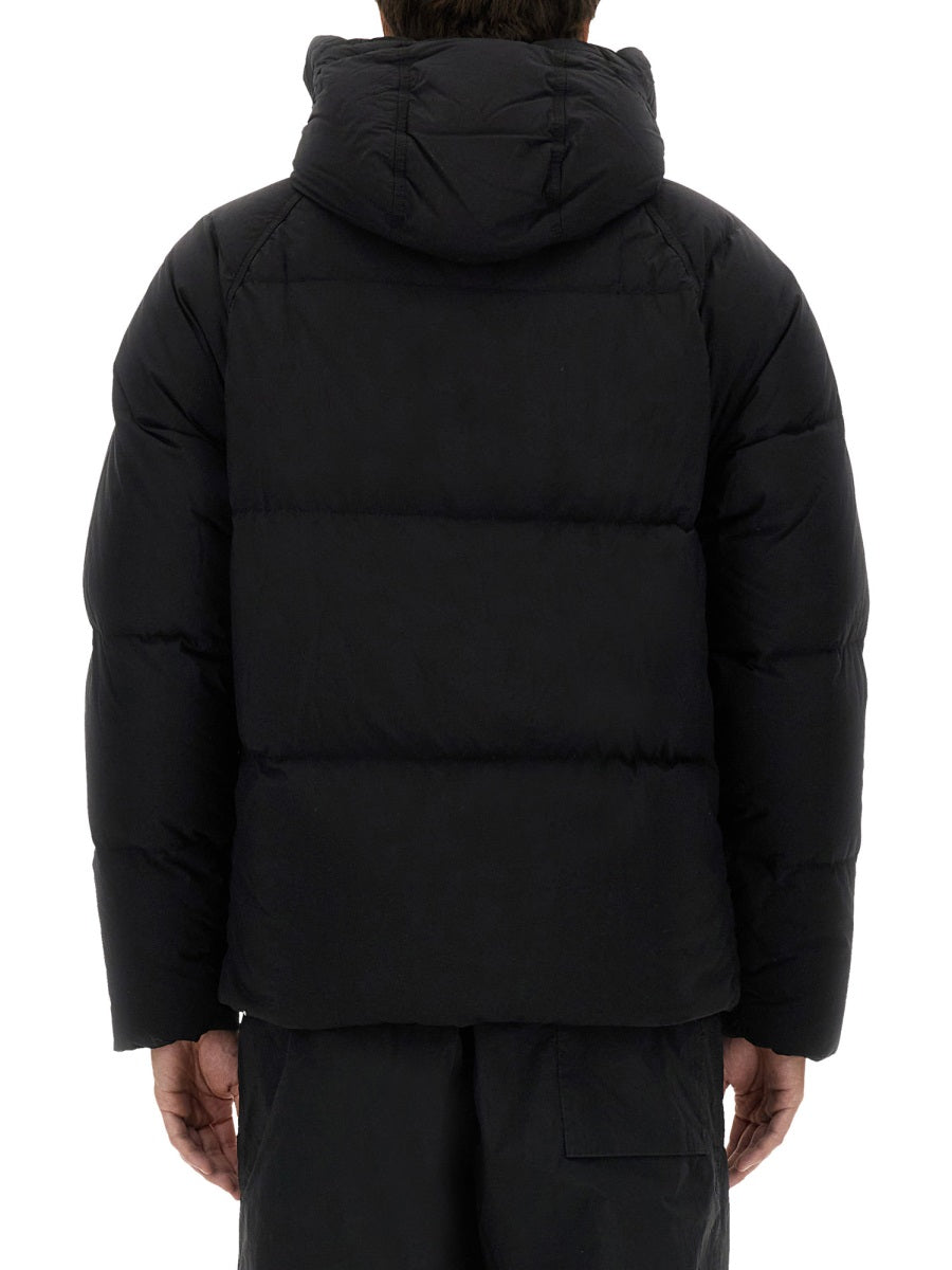 Puffer Down Jacket With High Collar And Hood