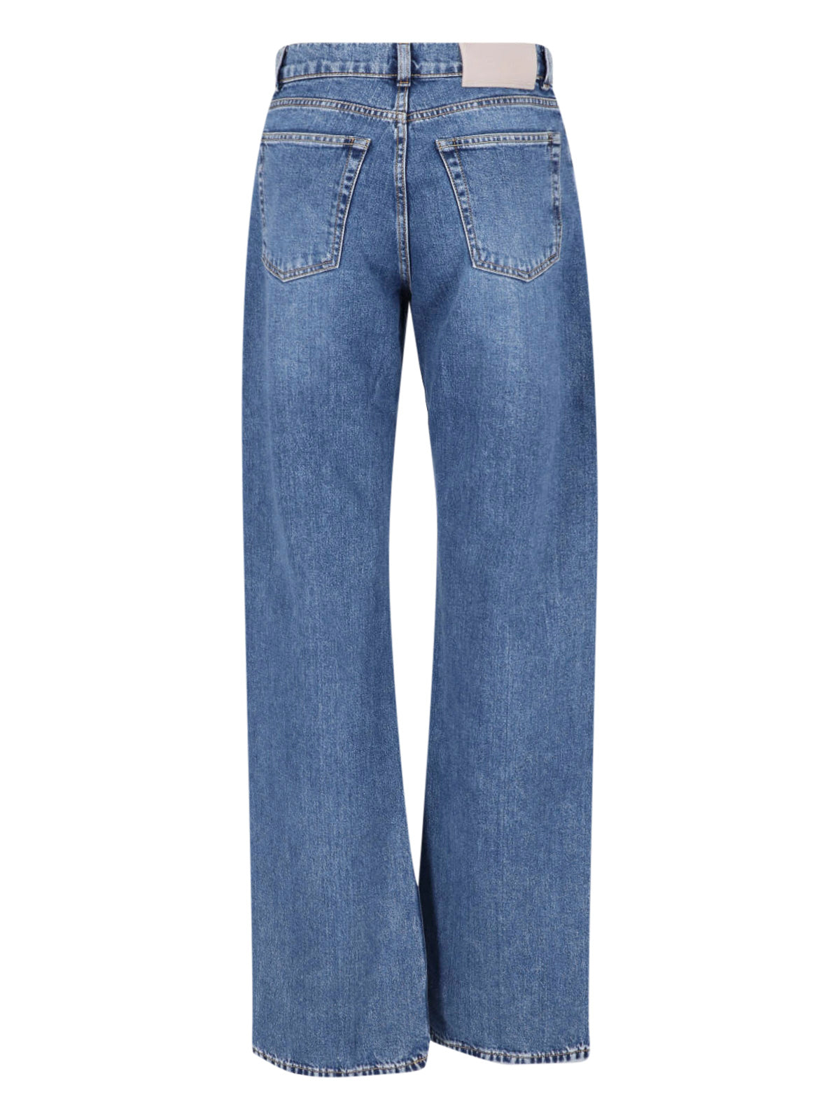 Blue Wide-Leg Faded Denim Jeans