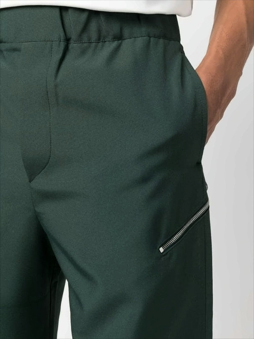 Cropped Straight-Leg Pants with Integrated Belt