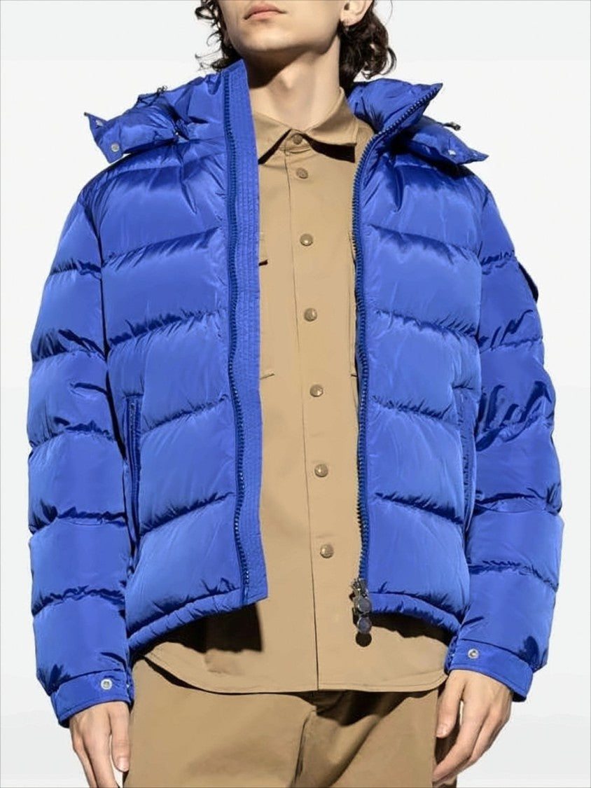 Quilted Blue Down Jacket with Finish