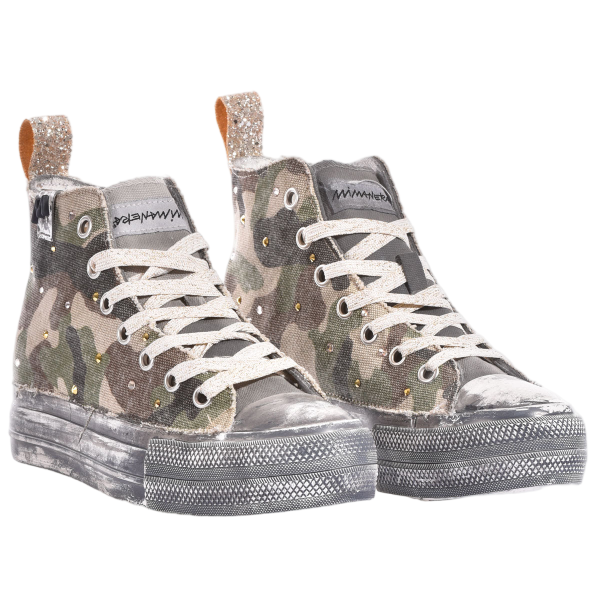 Handmade High-Top Sneakers with Swarovski Crystals
