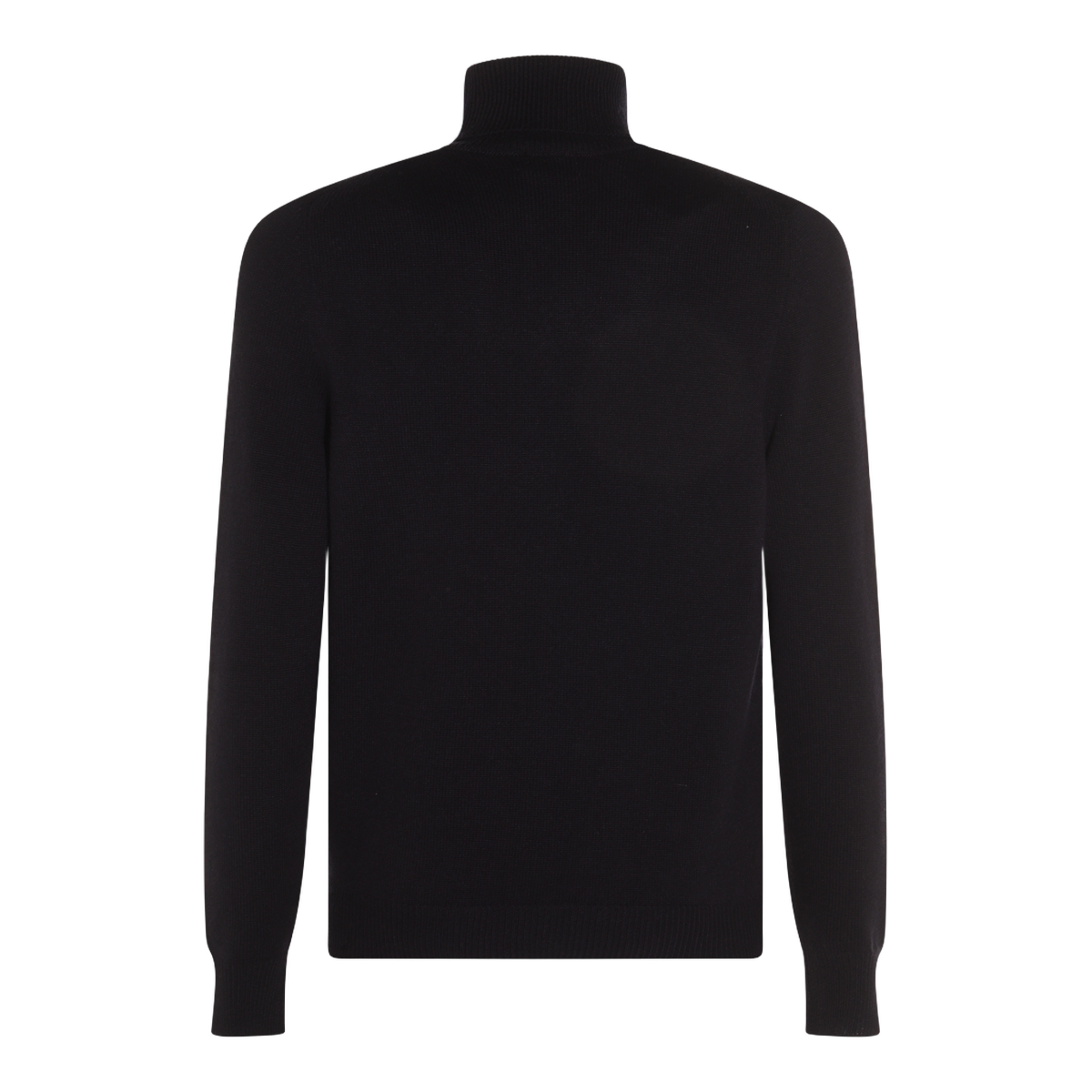 Finely Ribbed Black Turtleneck Sweater