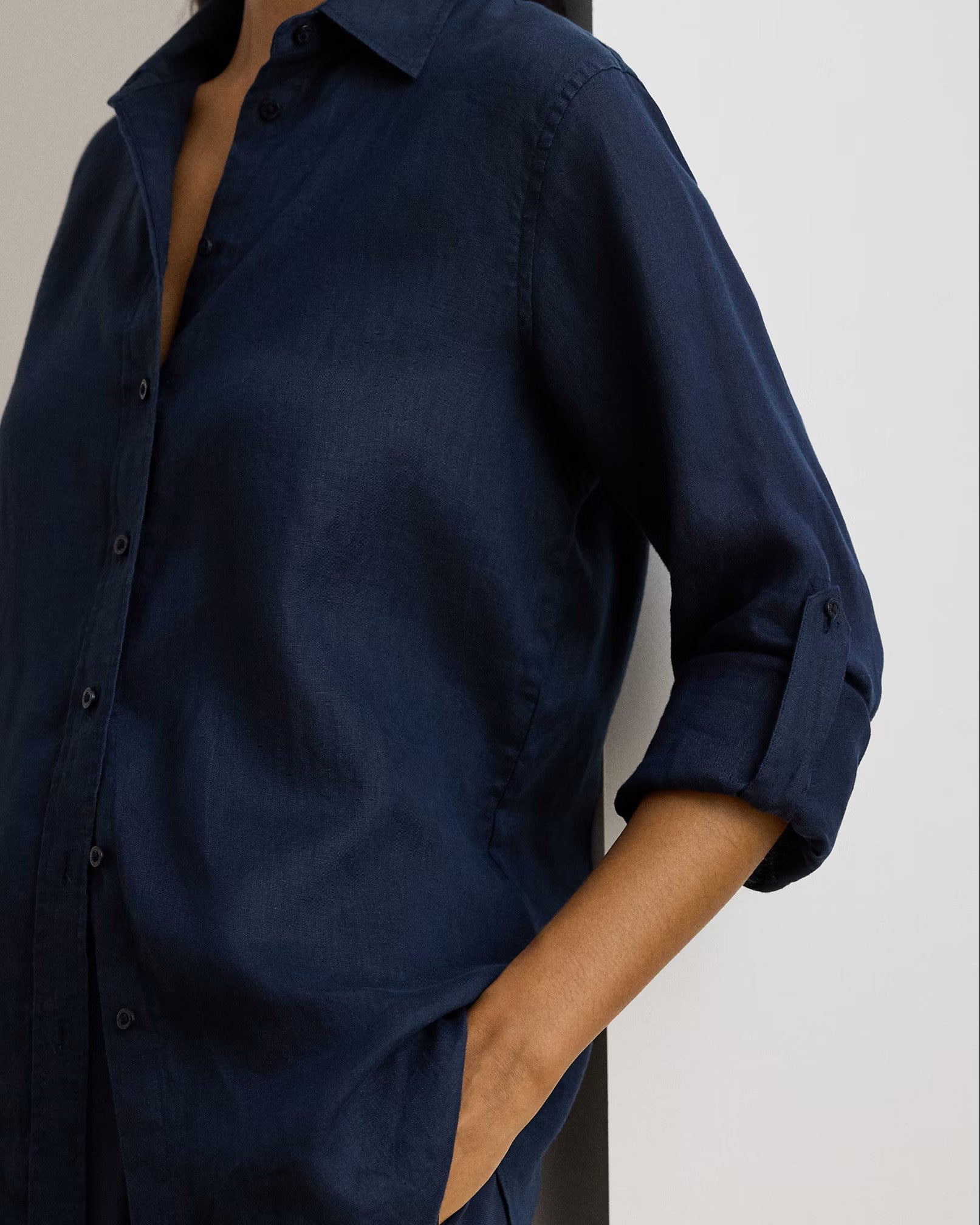 Blue Tissue Linen Button Shirt