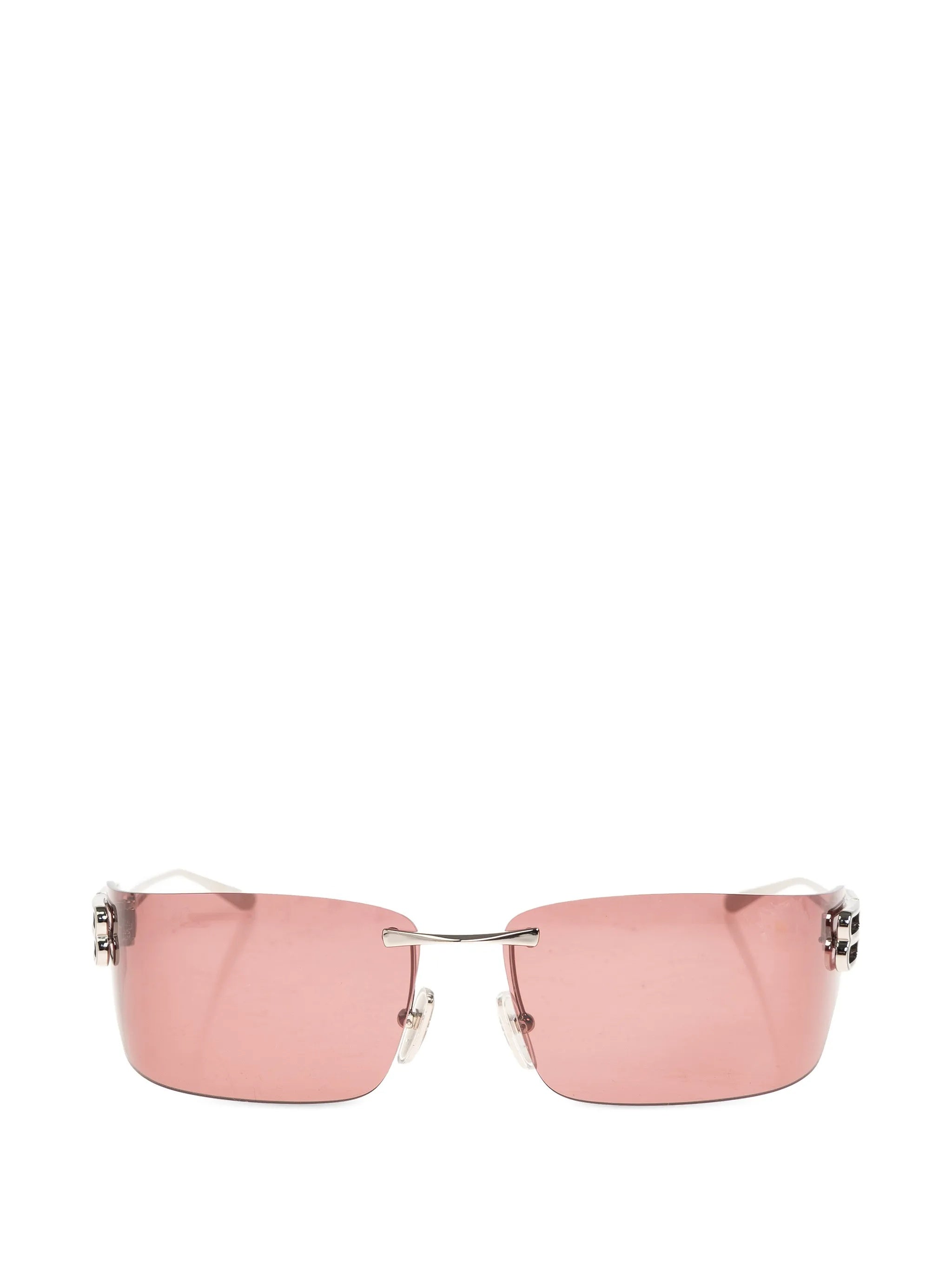 Pink Occhiali Rimless Rectangular Sunglasses