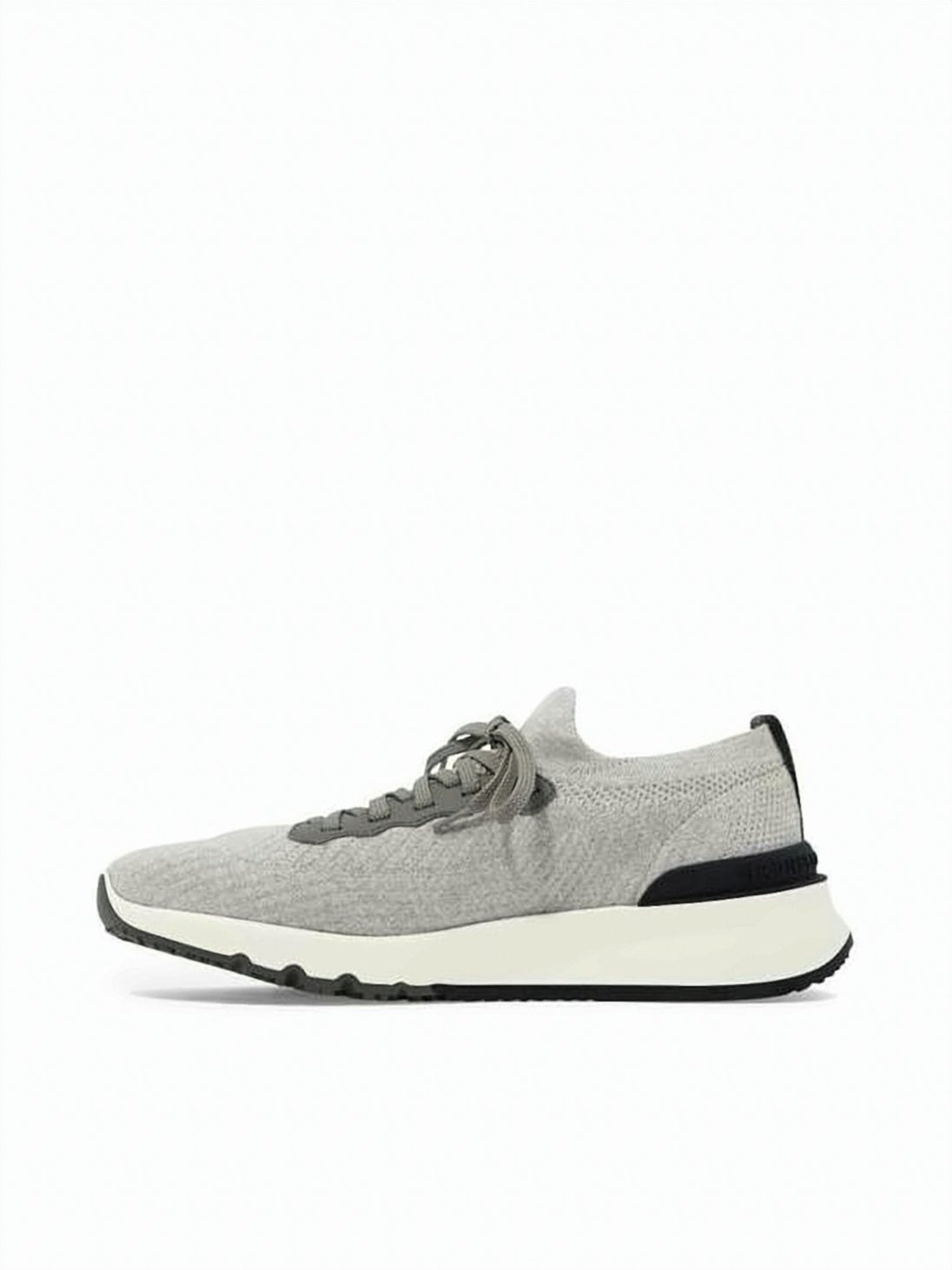 Low-Profile Knitted Fabric Sneakers with Textured Rubber Outsole
