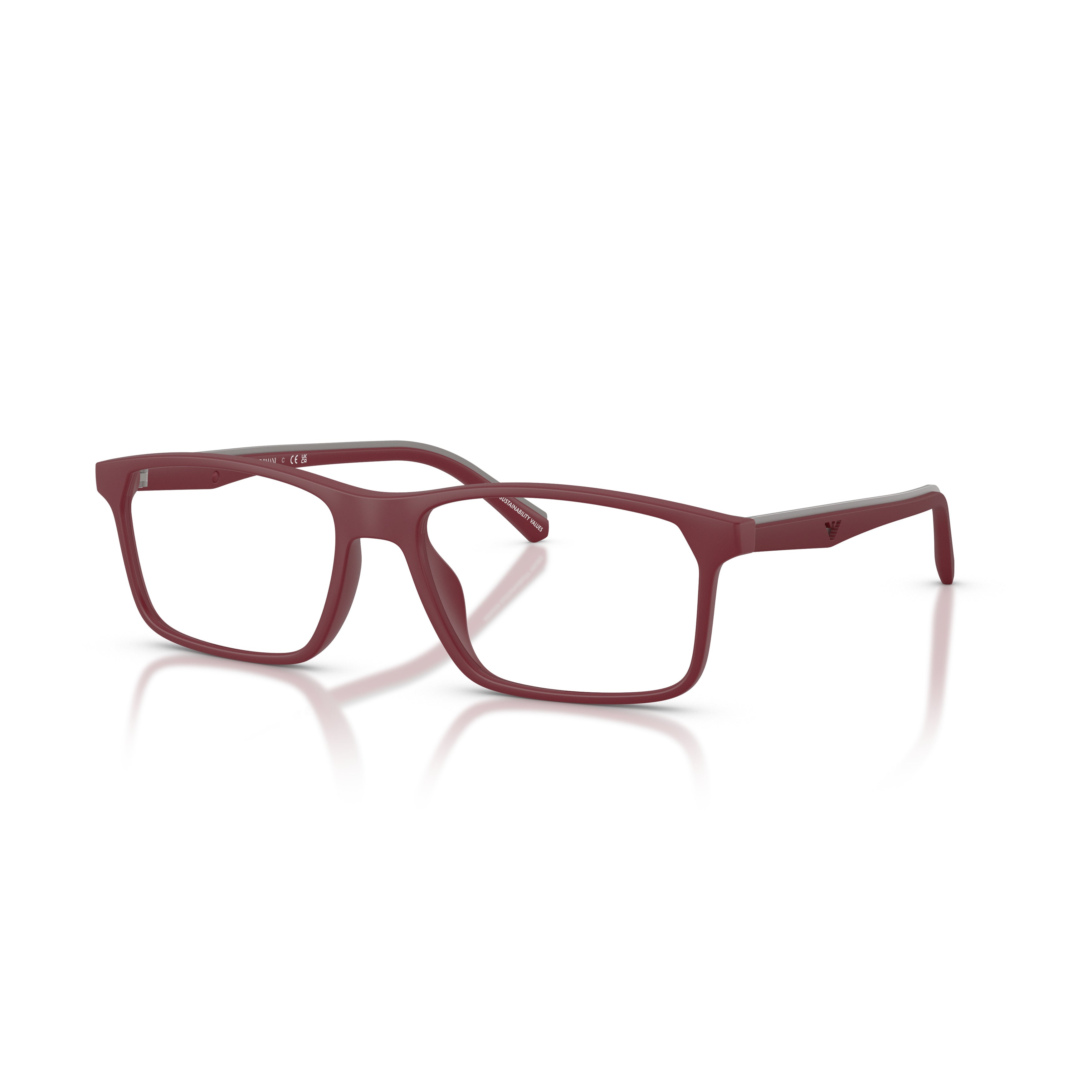 0ea3266u Rectangular Deep Burgundy Eyeglasses with Matte Finish