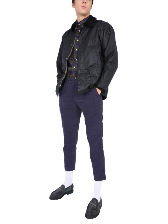 Black Waxed Cotton Barbour Jacket With Corduroy Collar