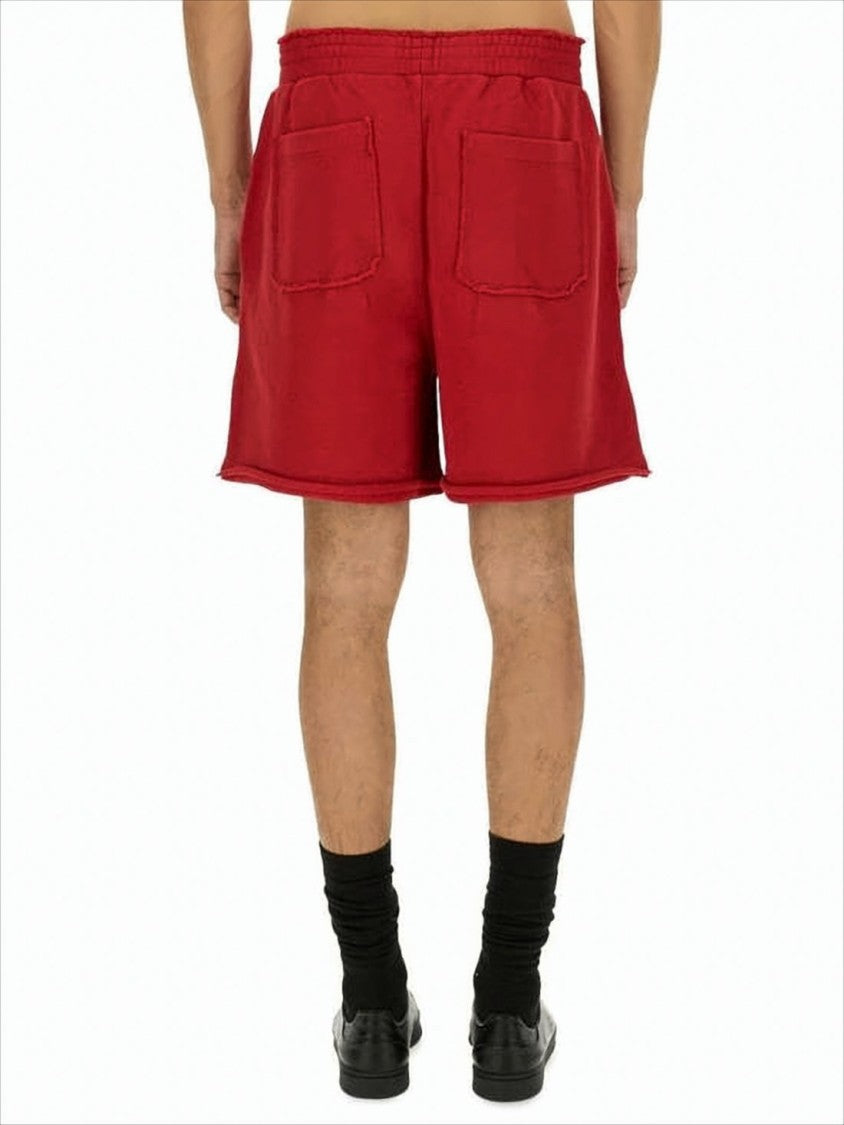 Relaxed Fit Red Shorts with Elastic Waistband