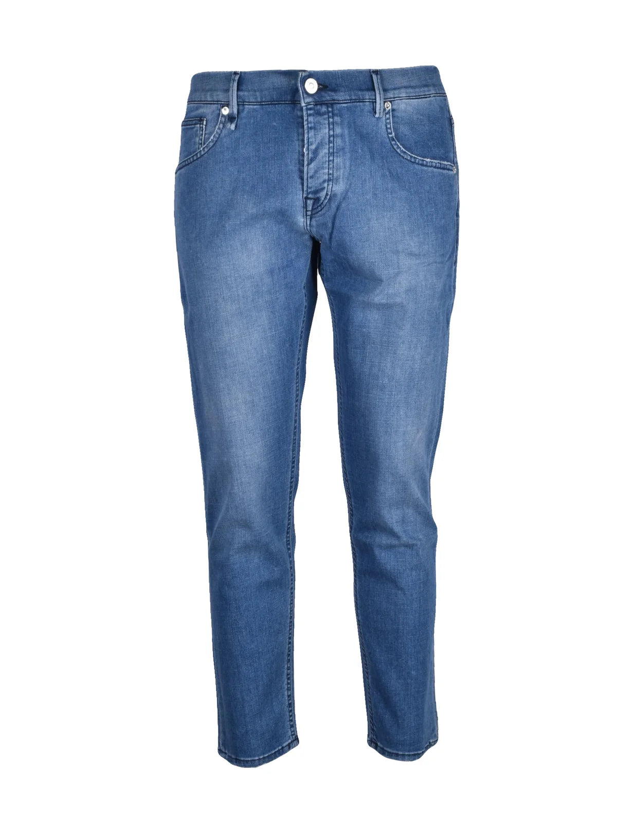 Blue Cotton Elastane Slim Fit Jeans