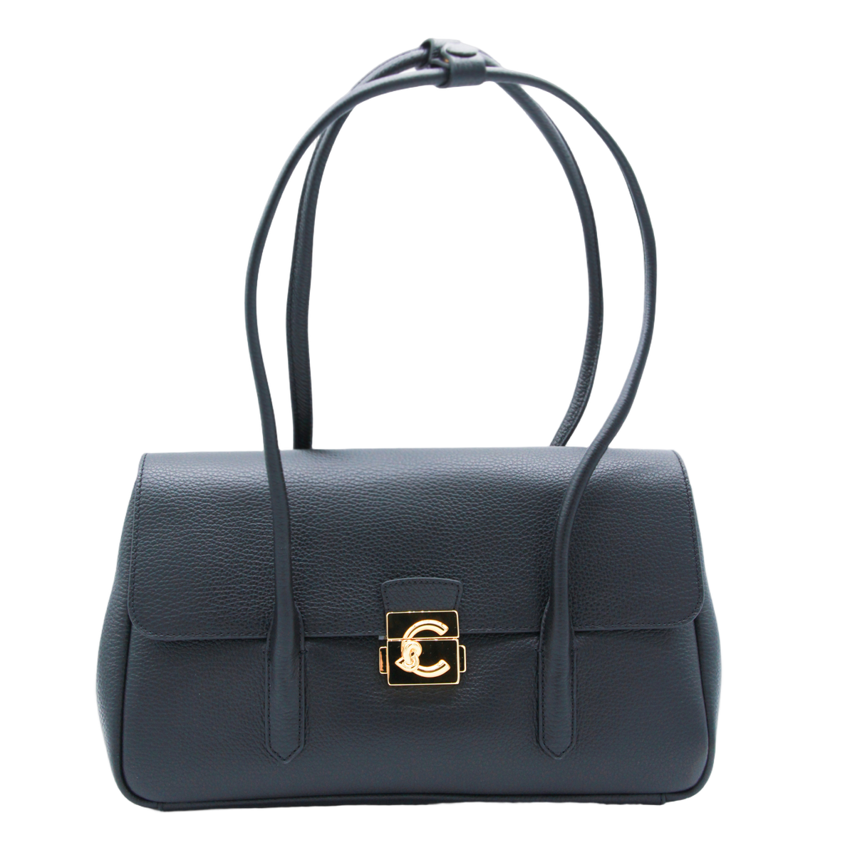 Structured Handbag with Flap Closure