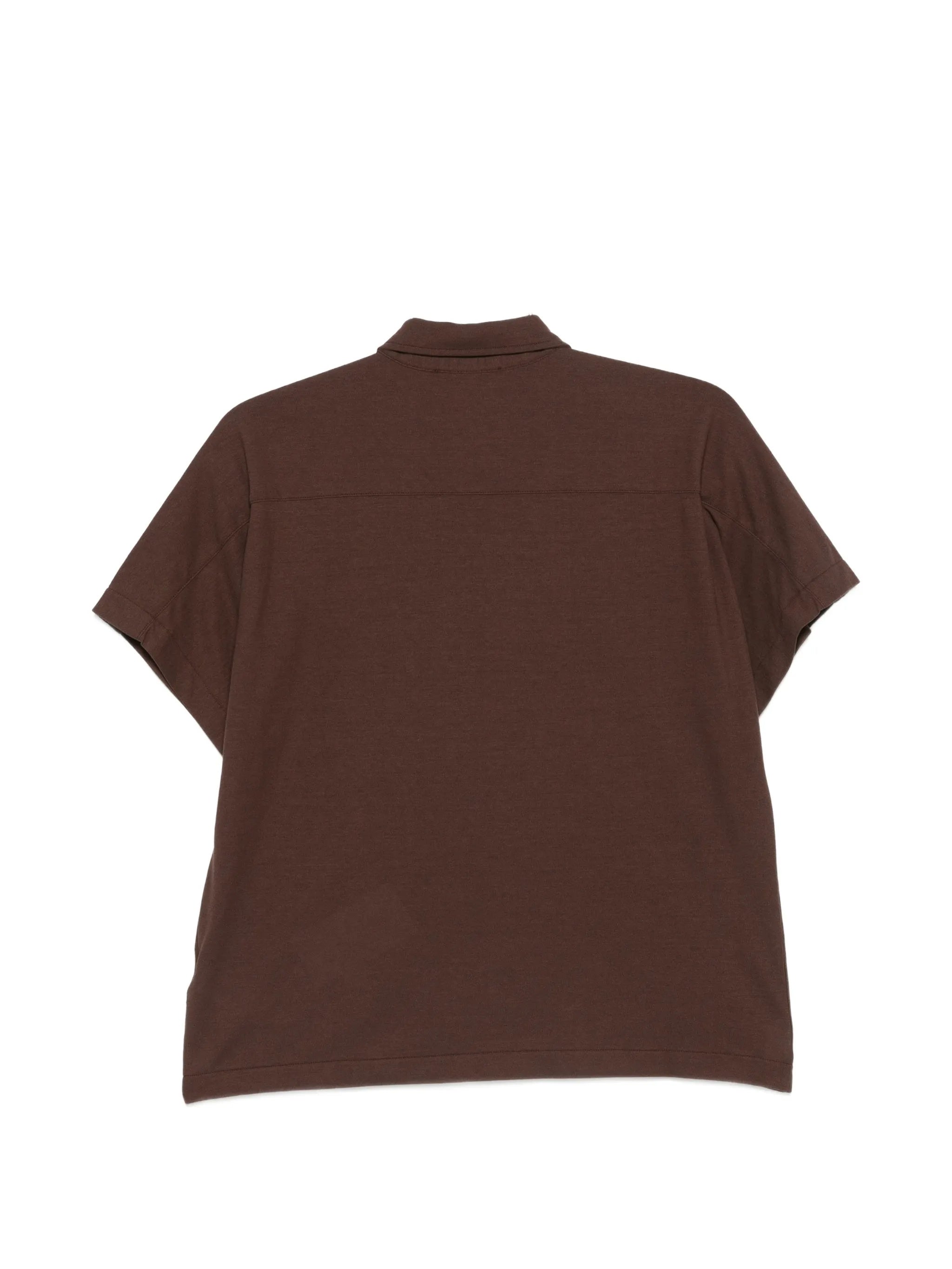 Brown Cropped Relaxed Fit Polo Shirt