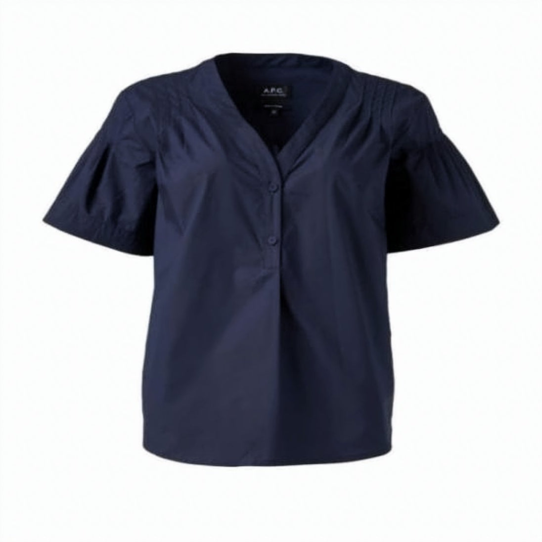 Deep V-Neck Blue Blouse