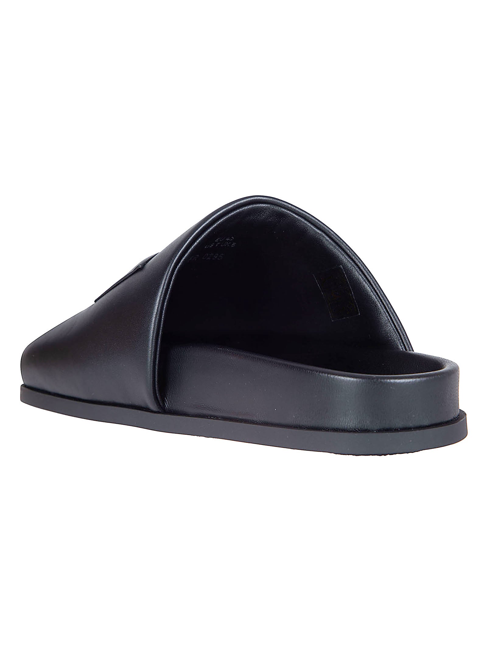 Asymmetrical Padded Black Nappa Mule Sandals