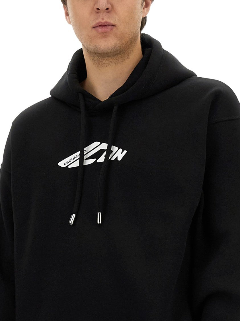 Cropped Sweatshirt With Bold Logo Print