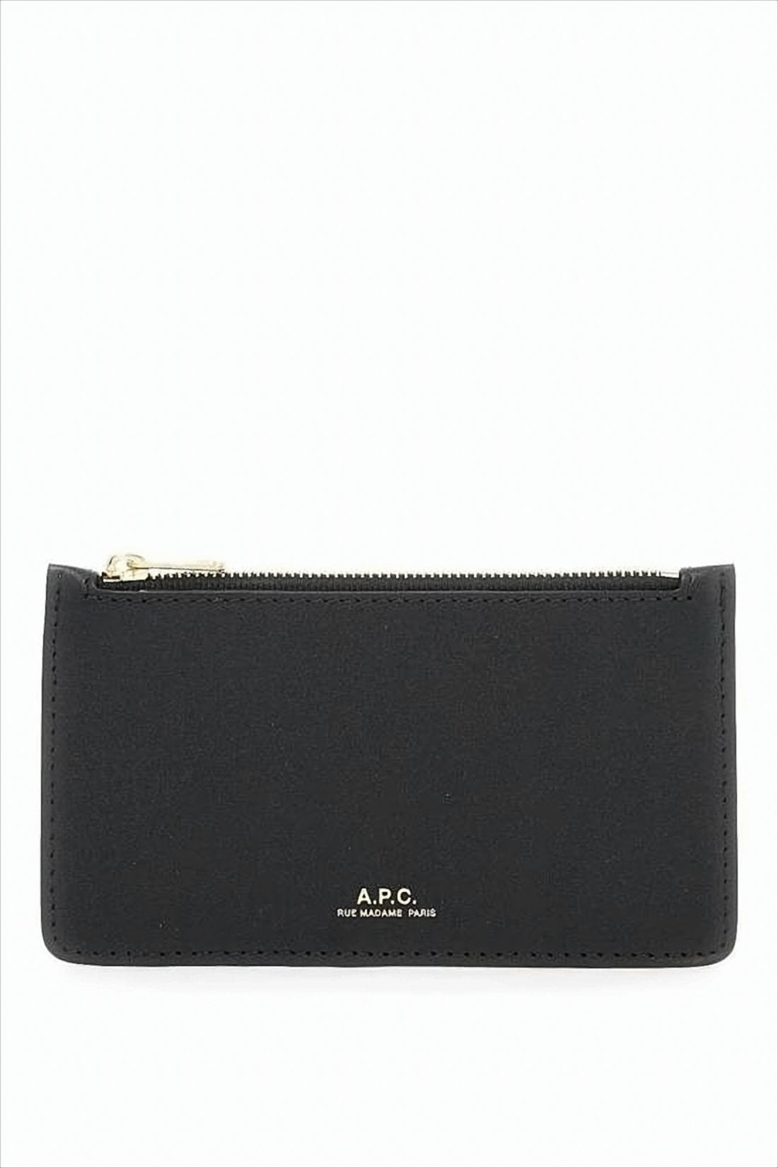 Rectangular Black Wallet with Zip Closure
