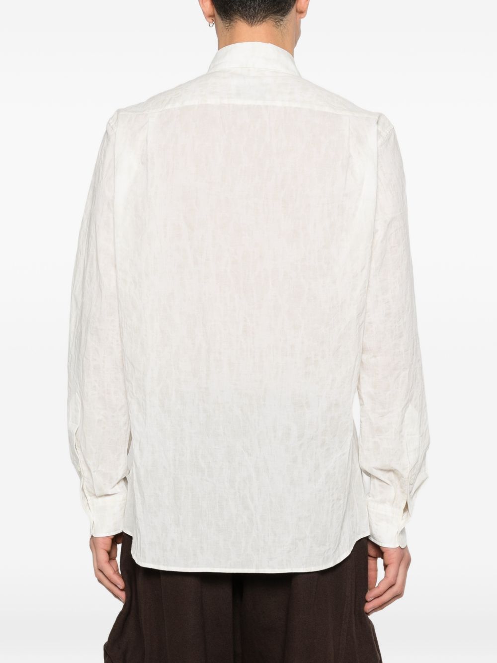 White Tonal Pattern Button-Up Shirt