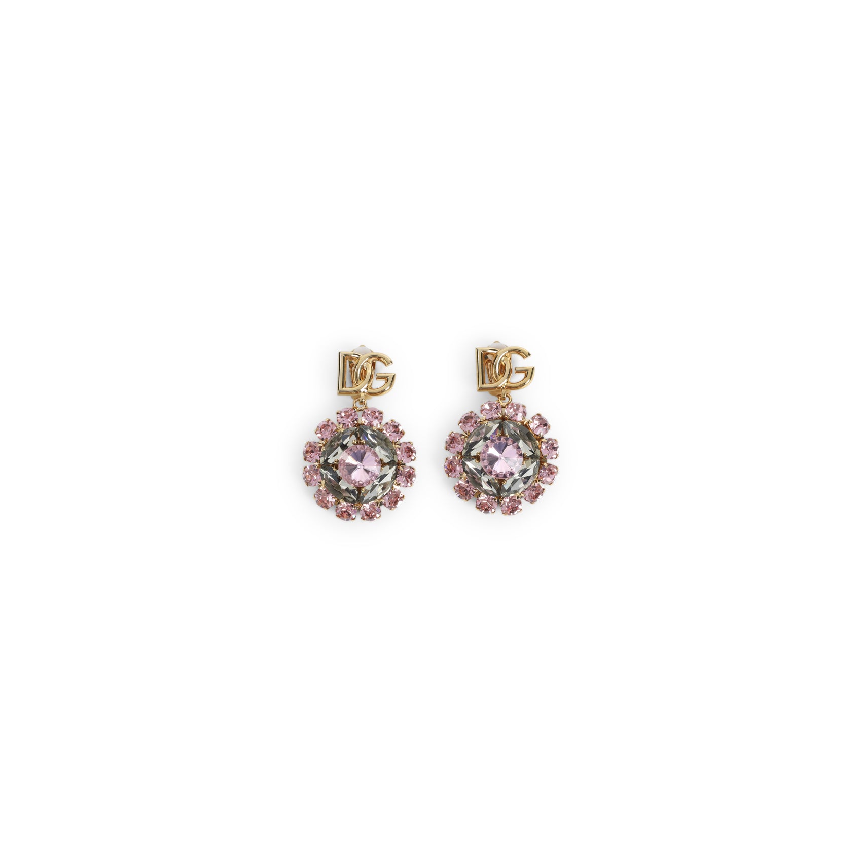 Statement Earrings With Interlocking Dg Logo And Gemstone Arrangement