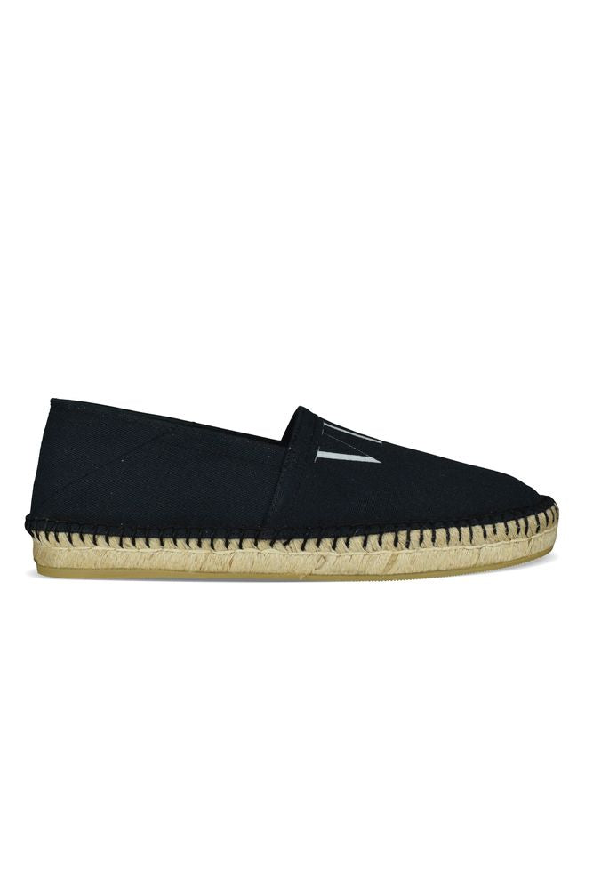 Navy Blue Canvas Espadrilles With Foldable Heel