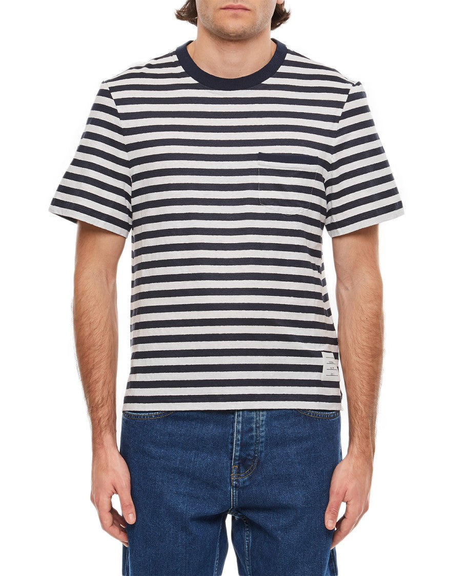 Linen Striped Pocket T-Shirt