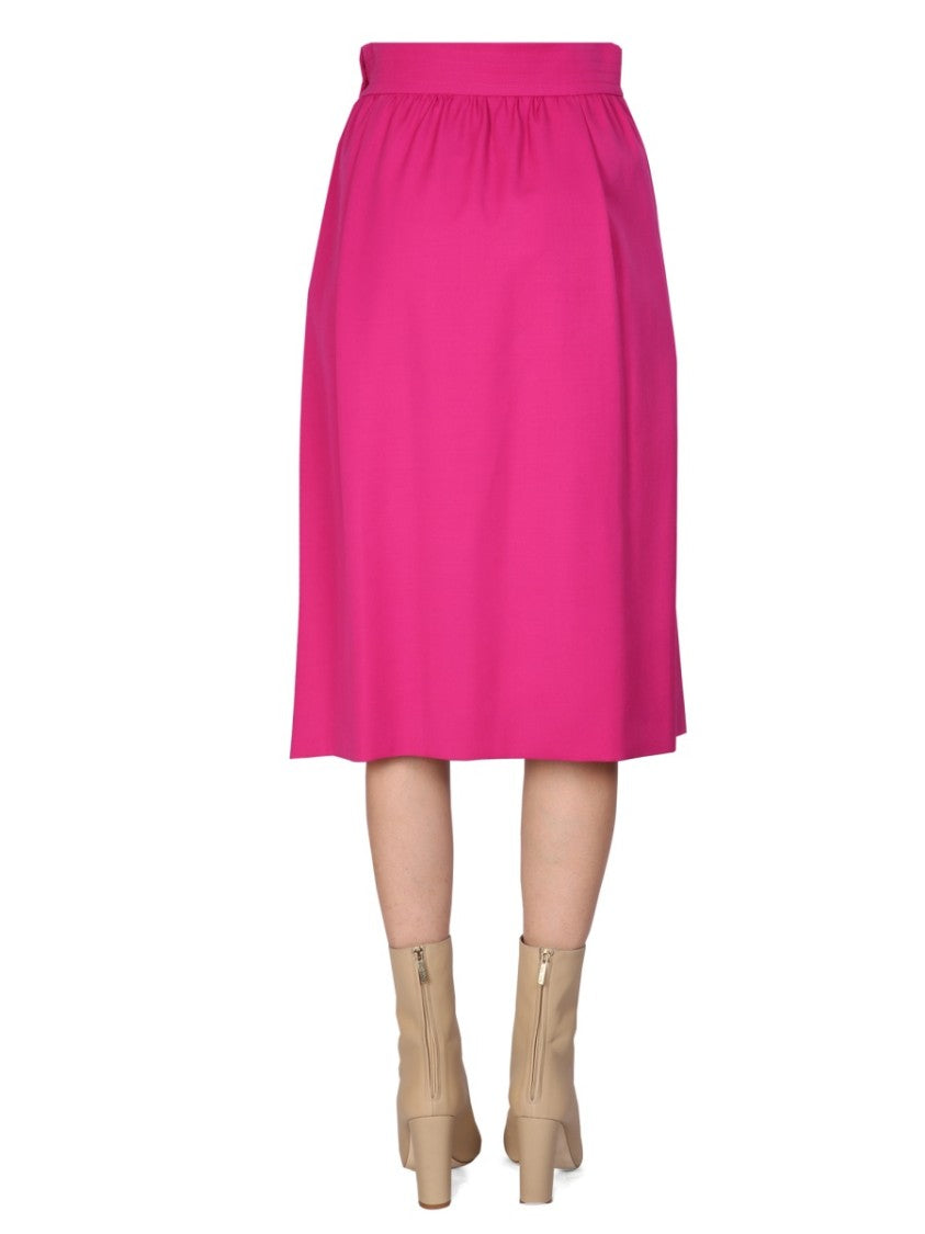 Flared Midi Skirt With Side Button