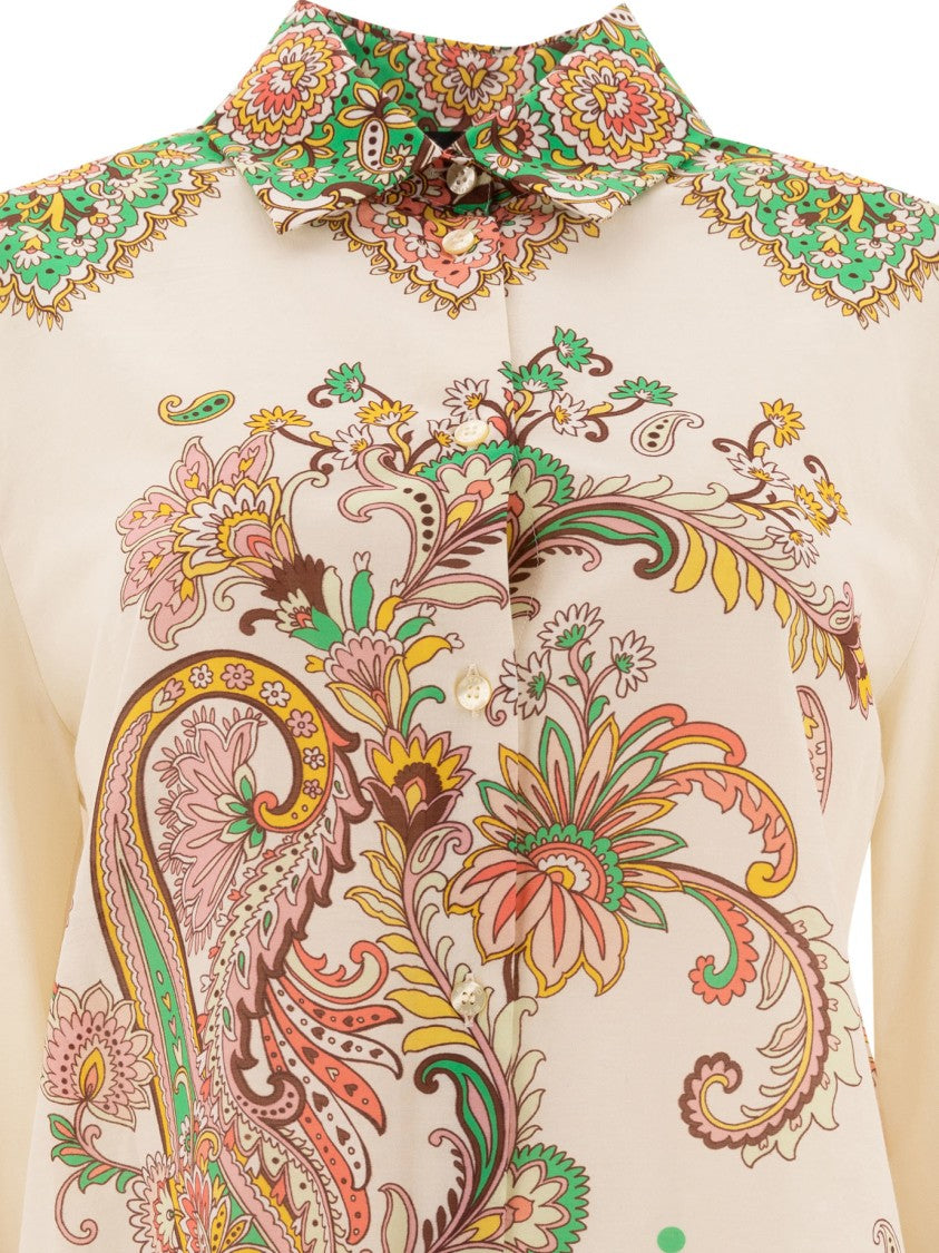Classic Collar Shirt With Paisley Print