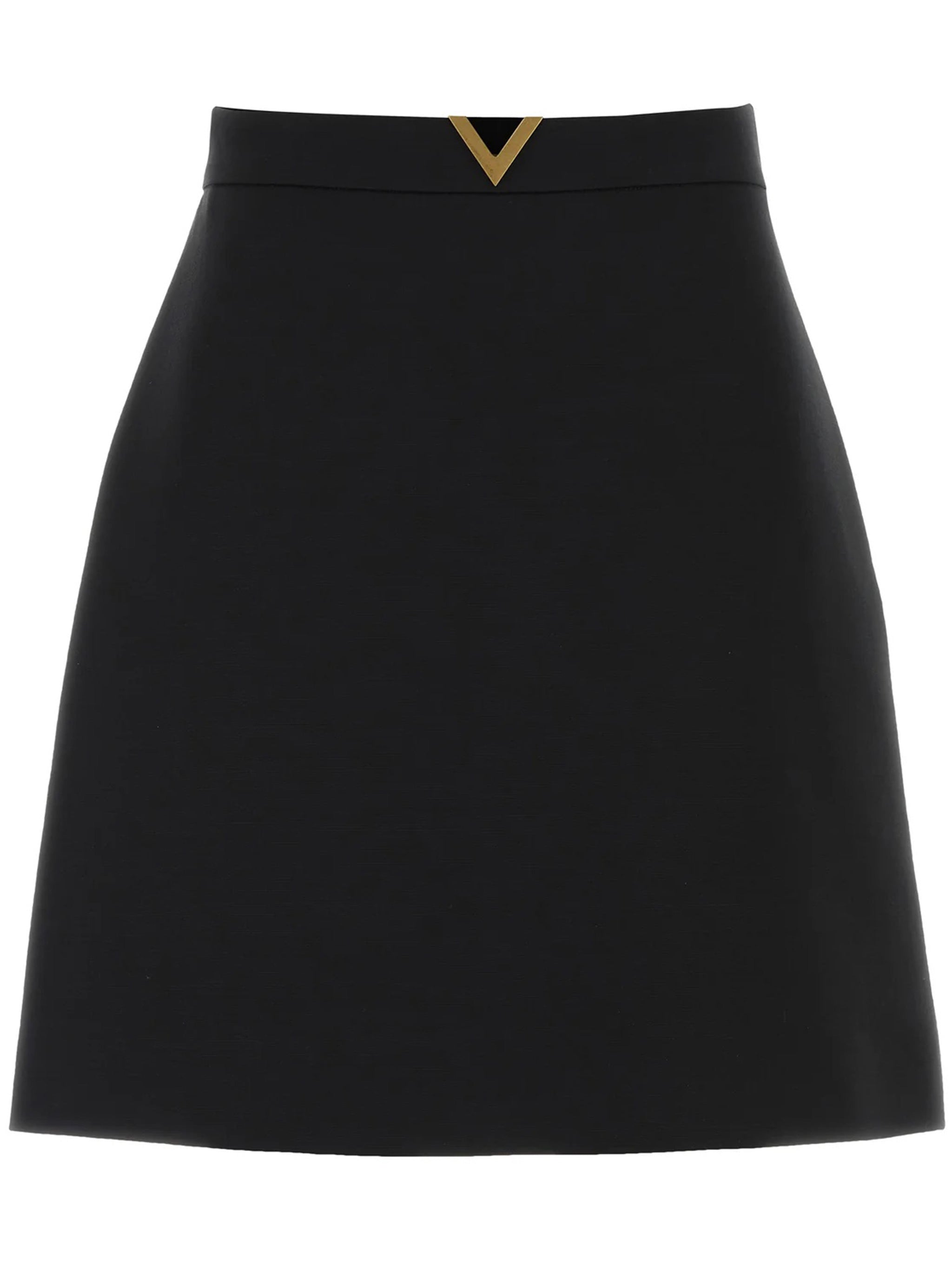 Black Structured A-line Cotton Mini Skirt
