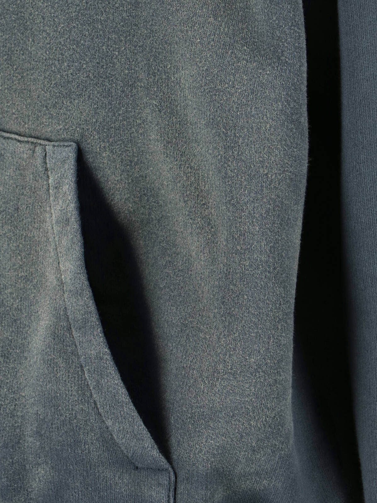 Worn Effect Black Cotton Hoodie