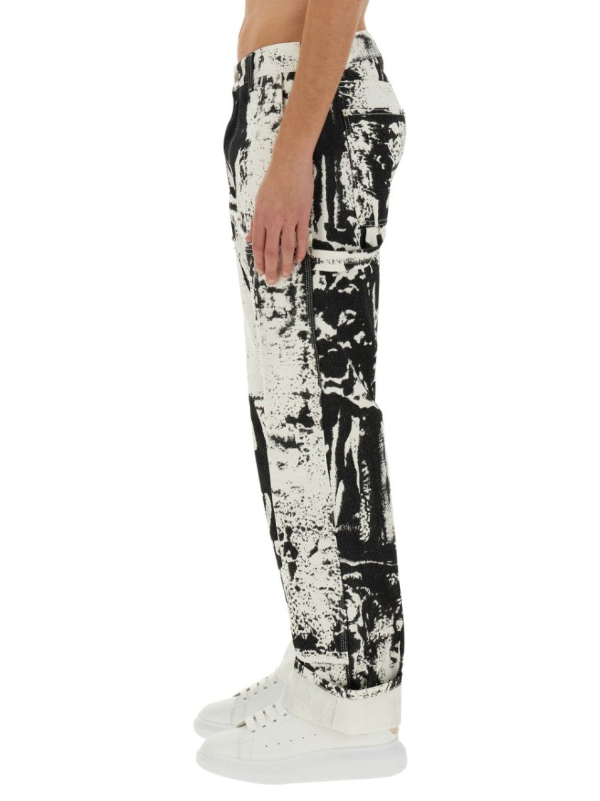 Workwear Jeans With Fold Print