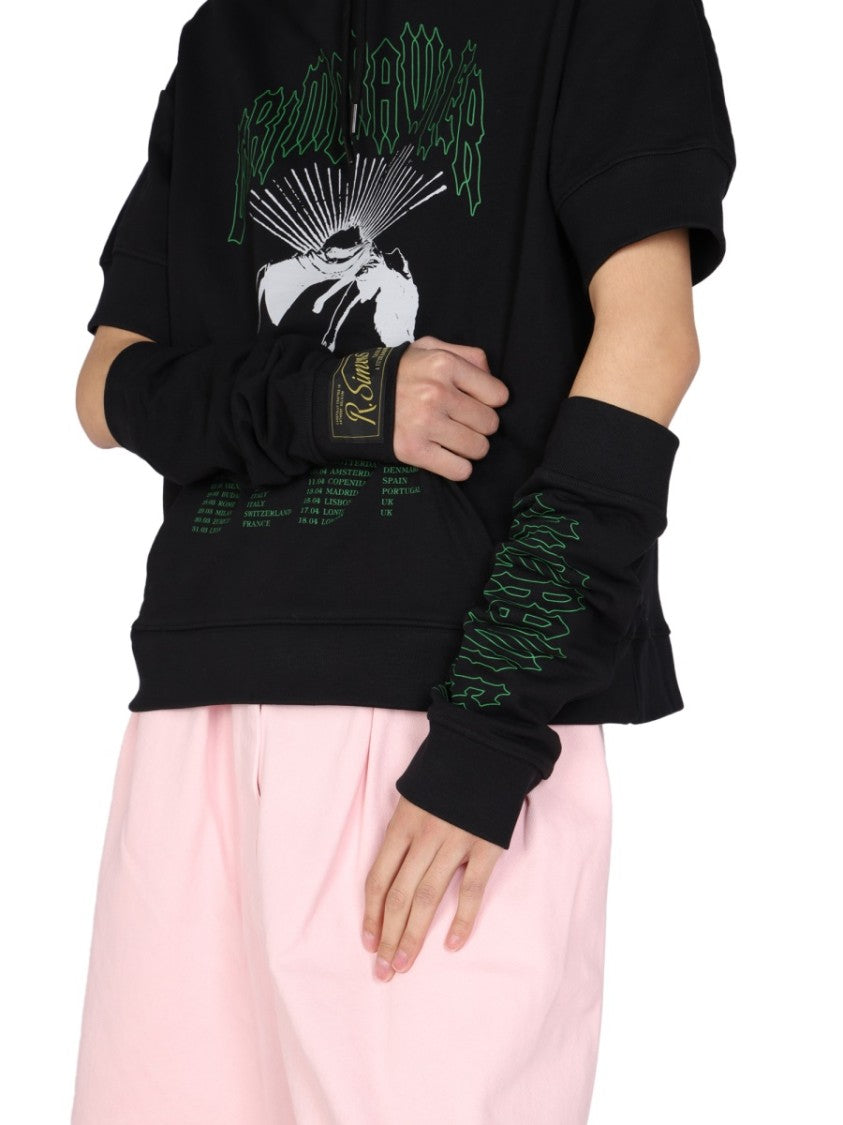 Graphic Print Sweatshirt With Cut-Out Sleeves