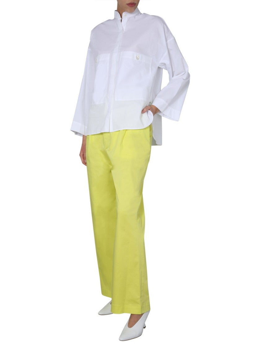 Green Wide Trousers With Elasticated Waistband