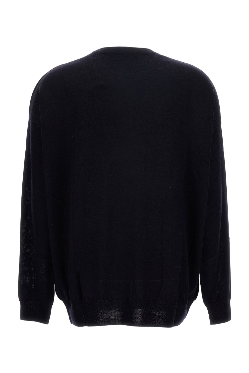 Crew-Neck Cardigan with Ribbed Details