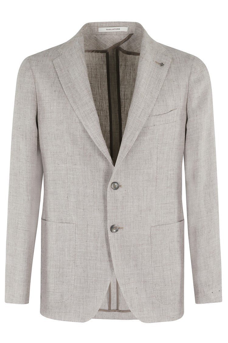 Linen Wool Mat Effects Single Breasted Jacket