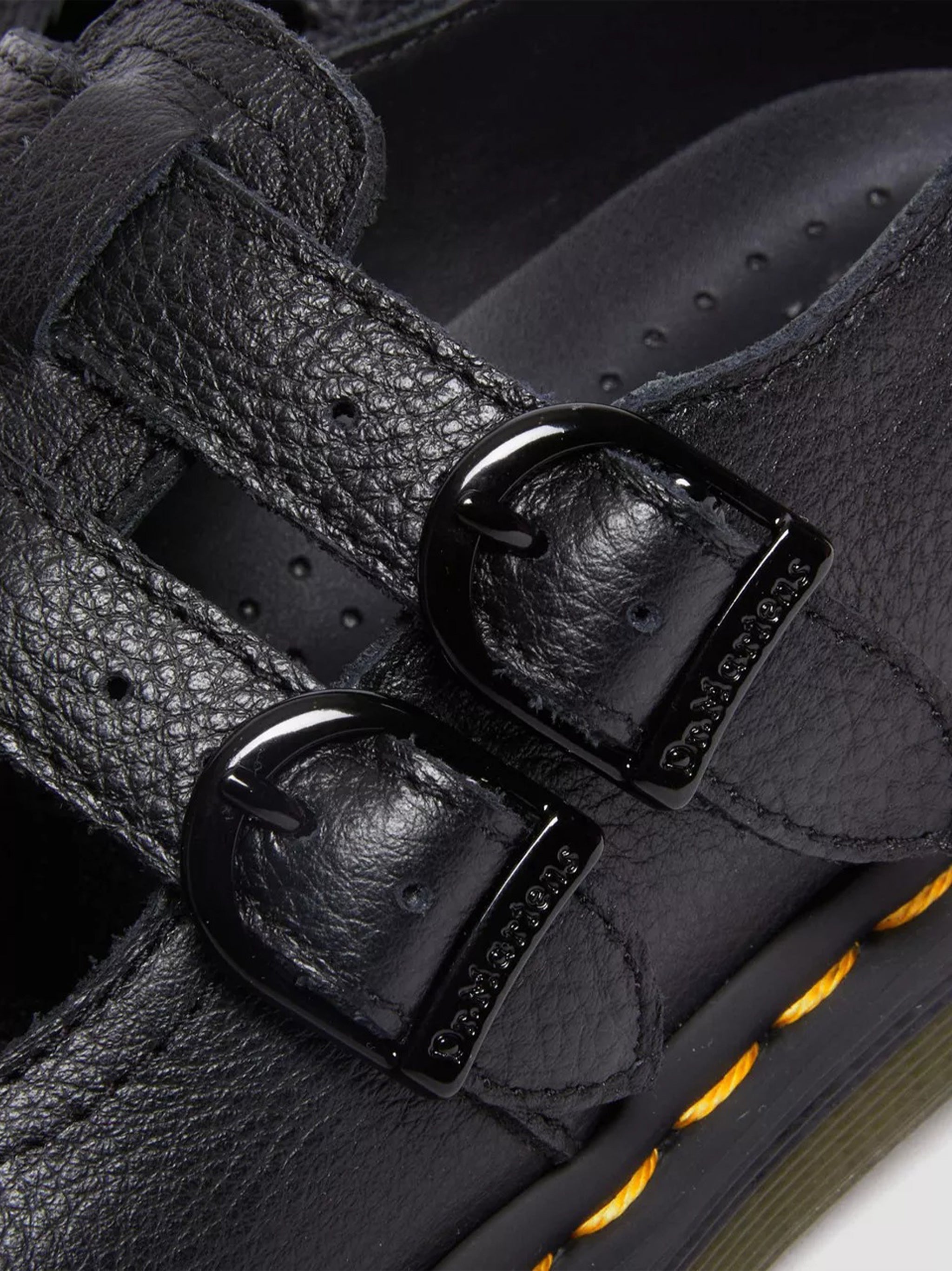 8065 Perforated Black Leather Mary Janes