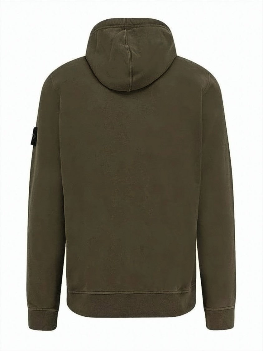 Olive Green Full-Zip Hoodie with Adjustable Drawstring