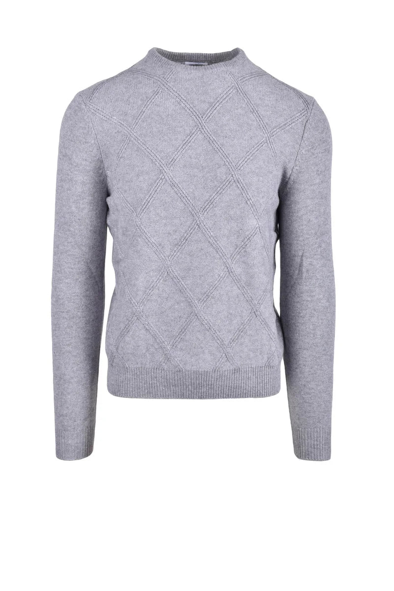Light Grey Diamond Pattern Knit Sweater
