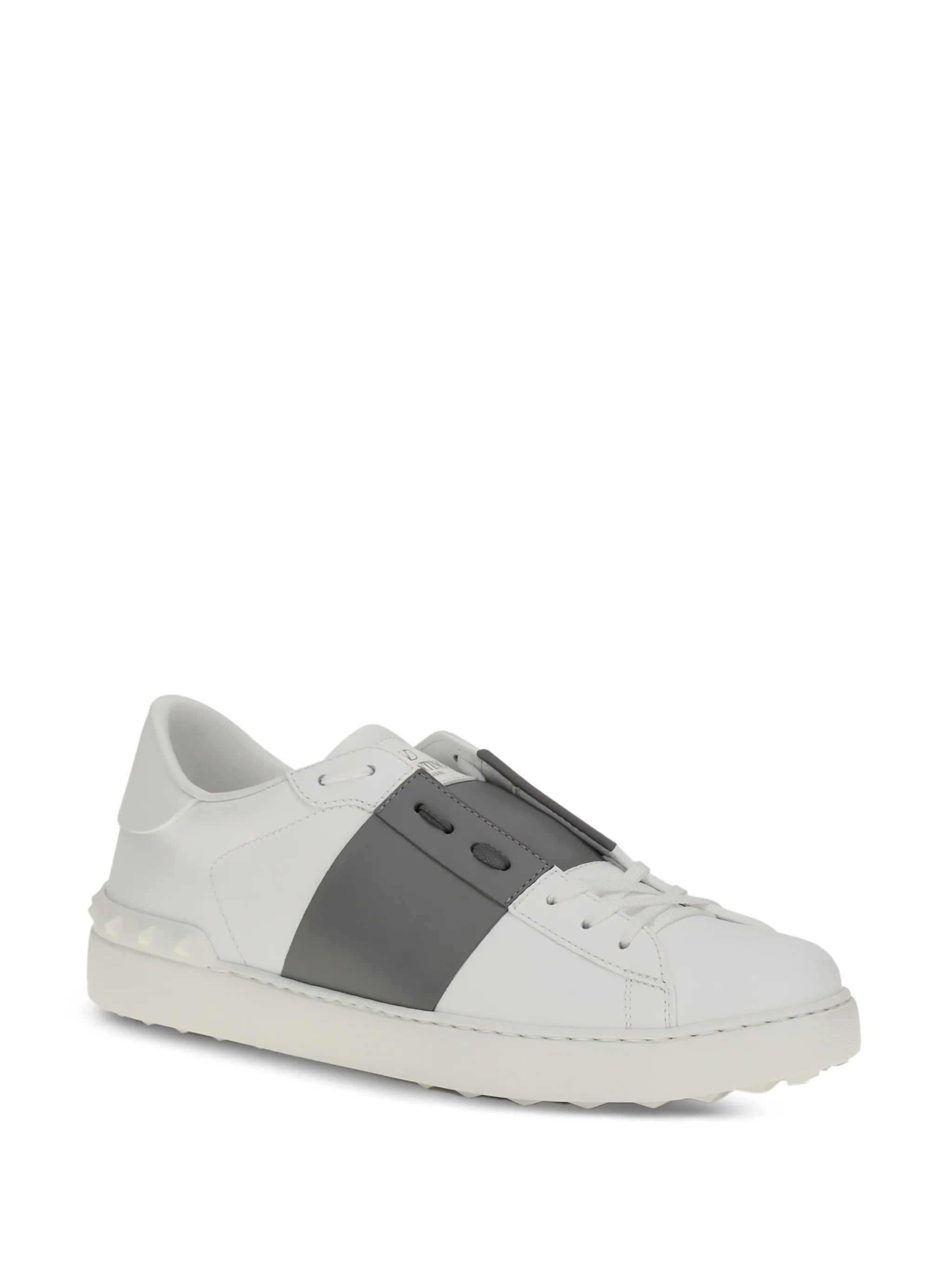 White Sneaker Open Low-Top Leather Sneakers