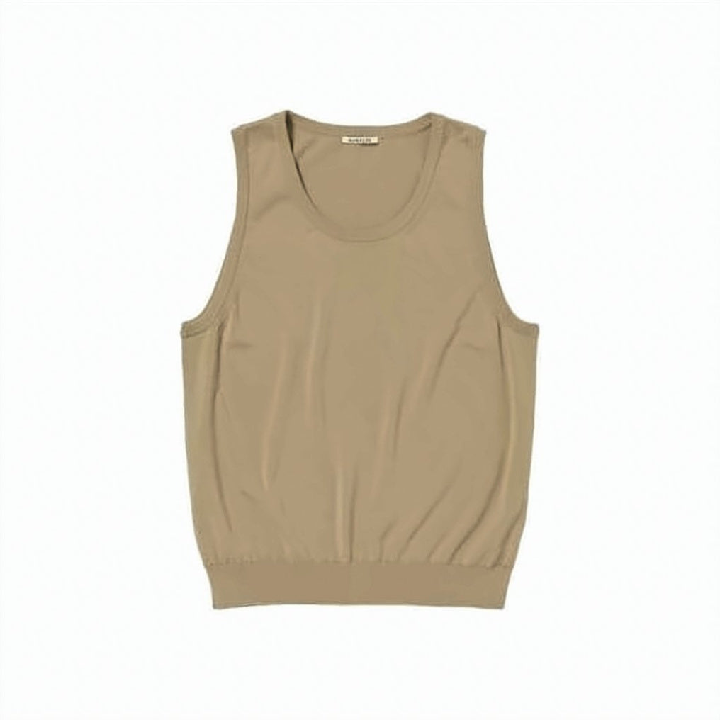 Ribbed Hem Sleeveless Knit Vest