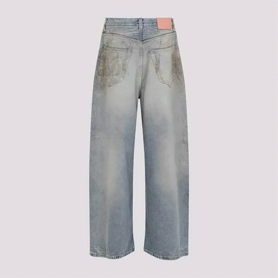 Wide-Leg Denim Pants with Distressed Details