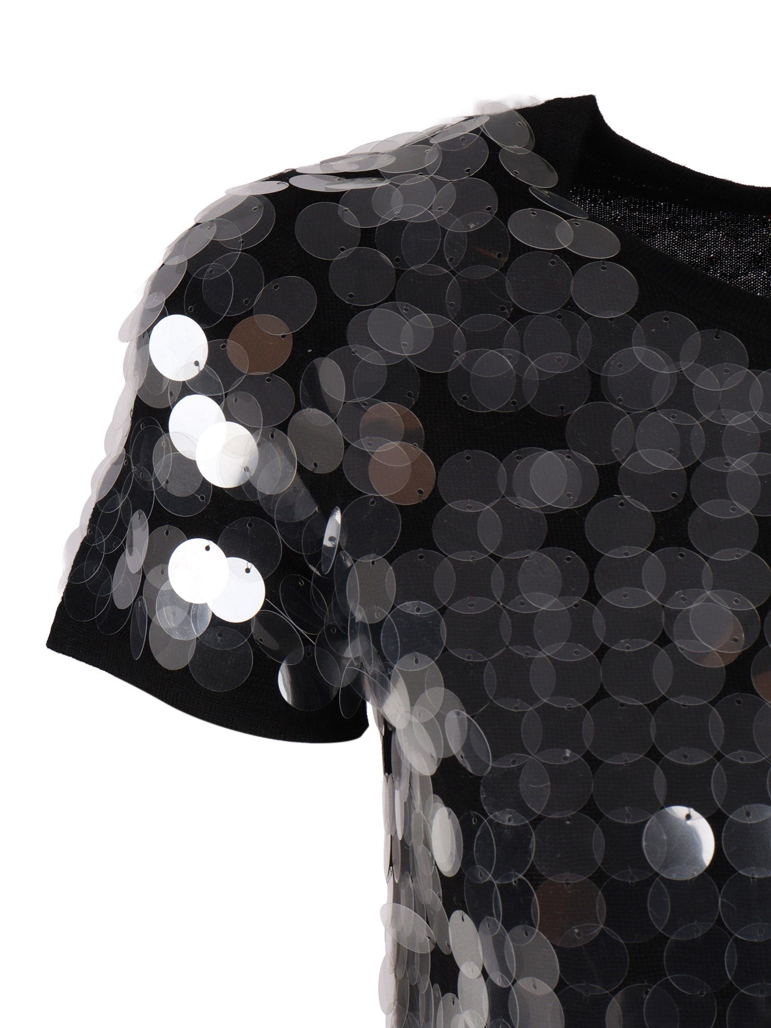 Timeless Black Knit Top With Sequined Front