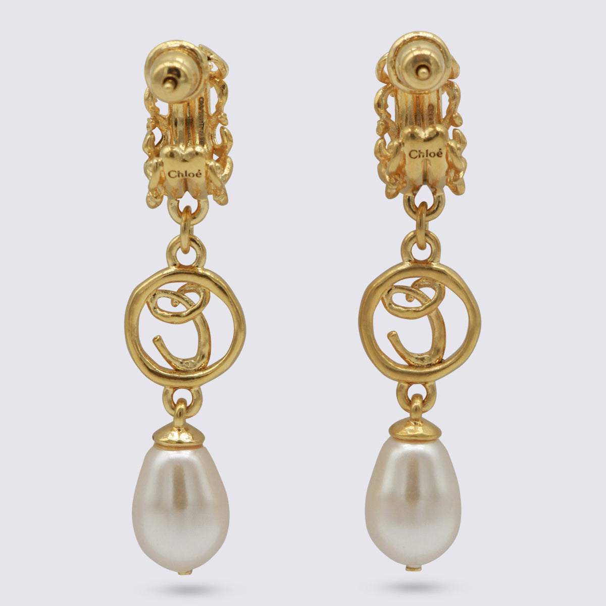 Gold And Pearly Brass Earrings