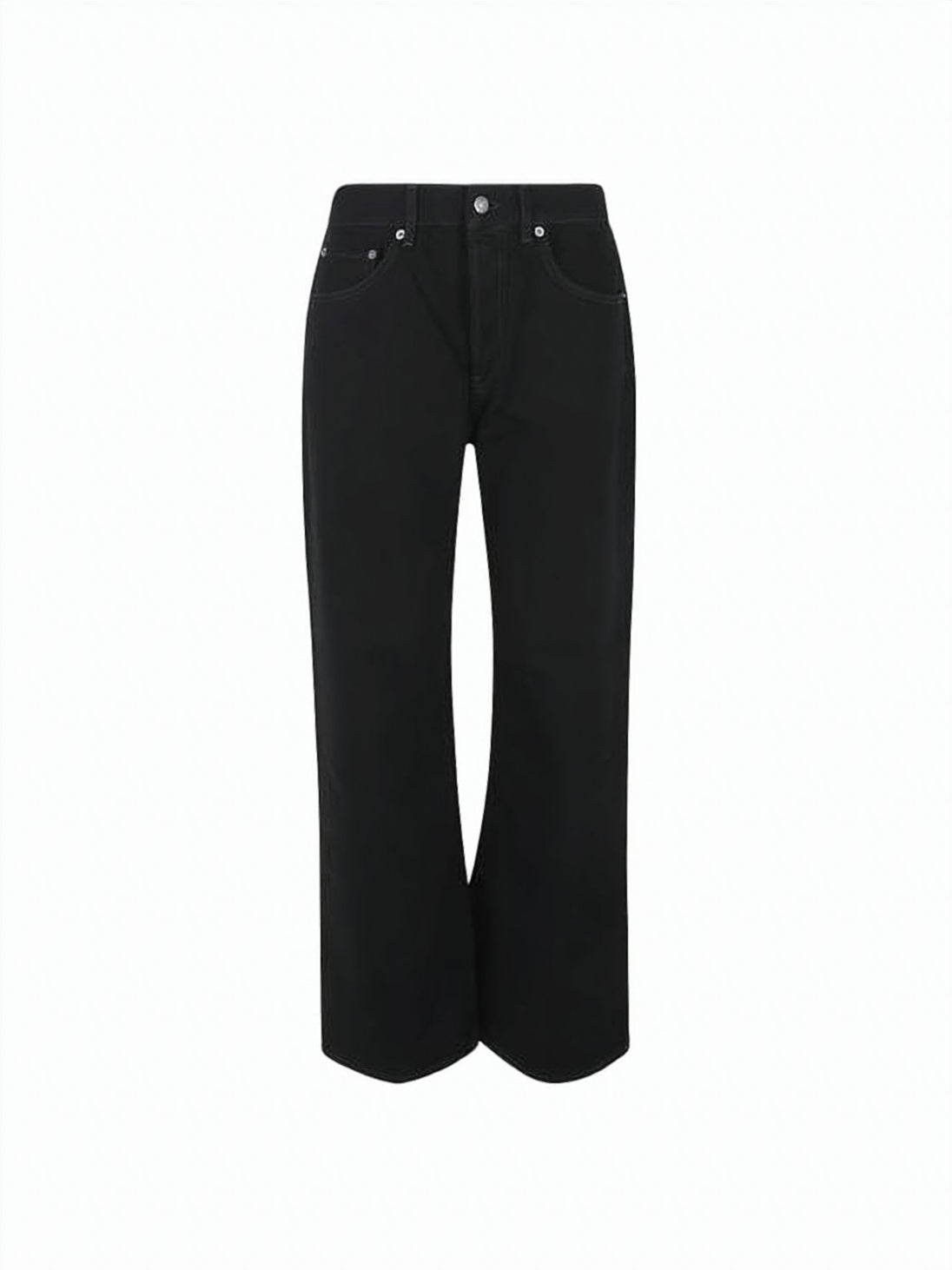 Wide-Leg Denim Pants with High Waist and Five-Pocket Design